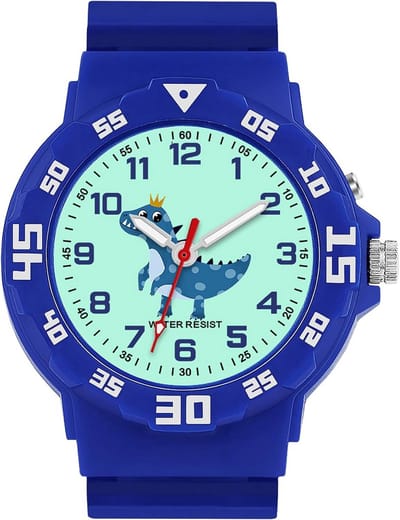 Kinderhorloge met Nachtlampje, Analoge Tijdsaanduiding, 30M Waterdicht voor Jongens en Meisjes 4-12 Jaar