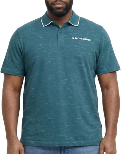 JACK&JONES PLUS JCOLOGAN INJECT POLO SS SMU PLS Heren Poloshirt - Deep Teal