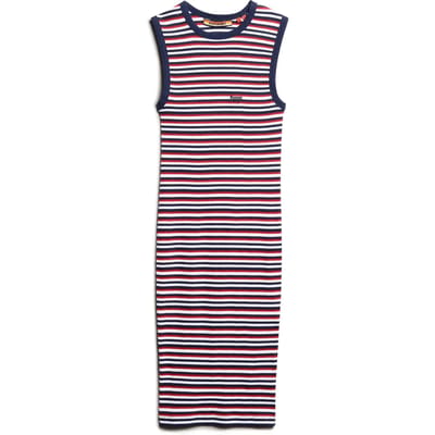 Superdry - Geribde, aansluitende midi-jurk - Dames - Jurken
