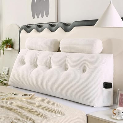Groot Rugkussen - Leeskussen Bed - Comfortabel Lezen - Met Nekrol - 100x50x20 cm - C