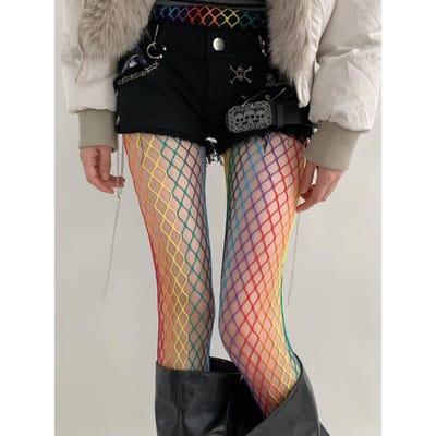 Bas résille Punk Accessoires Fille Sexy Mailles Larges Collants Colorés Gothique Lolita Bas Collants Femme Jk Longues Chaussettes One Size