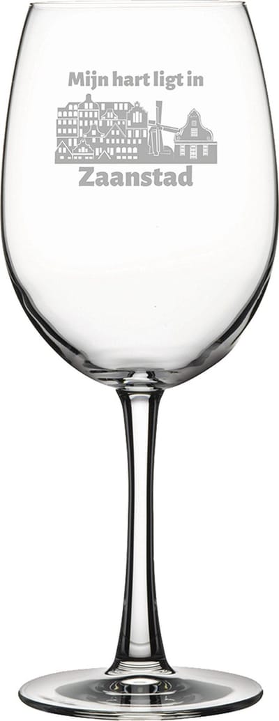 Gegraveerde Rode wijnglas 46cl Zaanstad