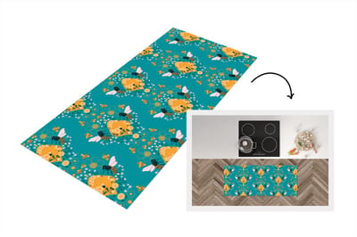 Keukenloper - Loper keuken - Bij - Bijenkorf - Patronen - 120x50 cm - Keukenloper vinyl