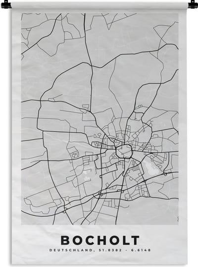 Wandkleed - Wanddoek - Stadskaart - Plattegrond - Kaart - Bocholt - Duitsland - 120x180 cm - Wandtapijt