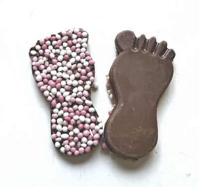 chocolade babyvoeten met roze anijs muisjes 14 stuks geboortesnoep babyshower chocolade