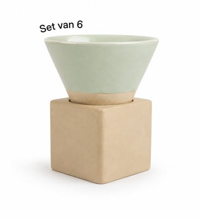 Proefer Design Espressokopjes Groen Set van 6 - Handgemaakt Keramiek 120ml - Koffiekopjes met Vierkante Basis - Minimalistische Espresso Cappuccino Kopjes - Woonaccessoire Cadeau