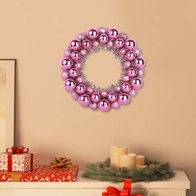vidaXL - Kerstbal - Kransen - 2 - st - Roze - 33 - x - 33 - x - 7 - cm - Polystyreen