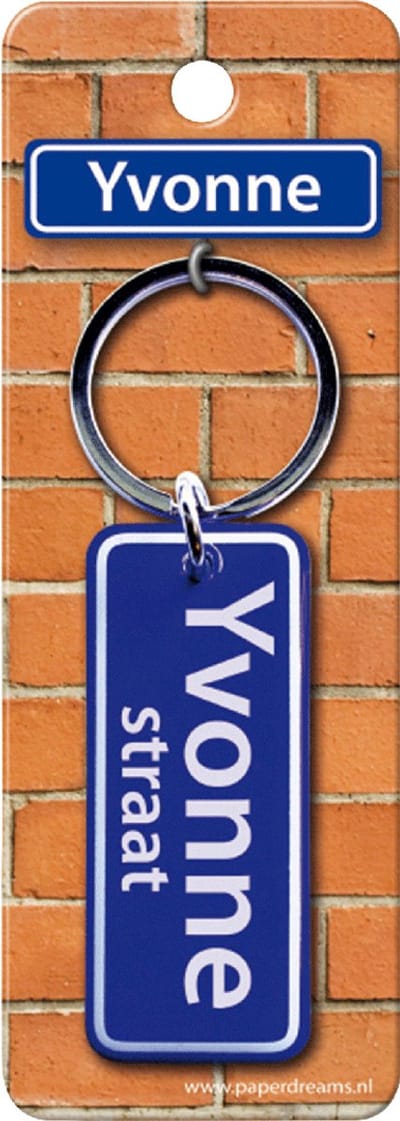 Paper Dreams Sleutelhanger Straatnaam: Yvonne 9 X 3 Cm Blauw