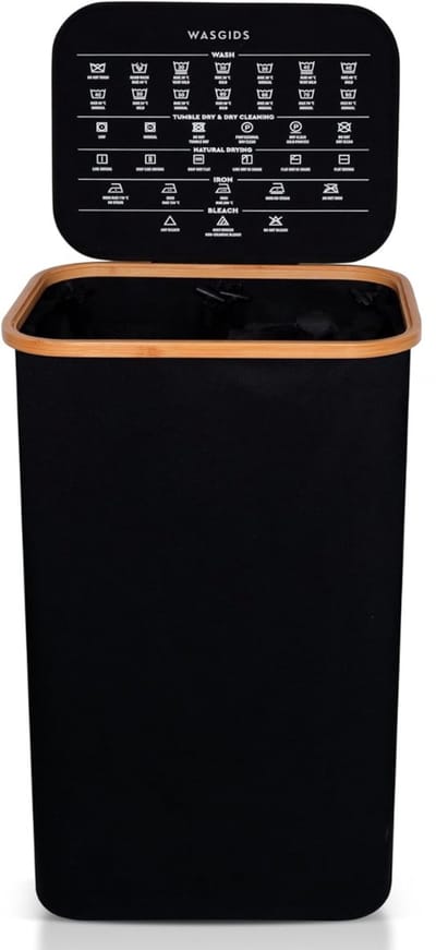 DnA® Wasmand 2 Vakken - Wasmand - Wassorteerder - Zwart - 44cm x 33cm x 69cm