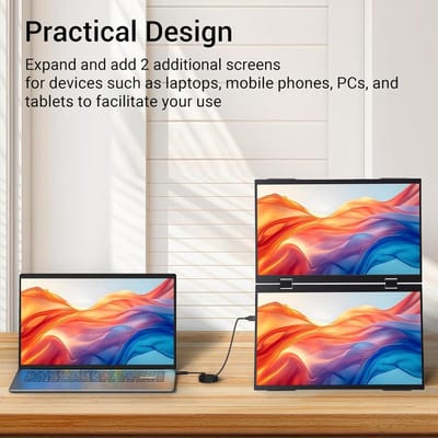 Dubbele Laptopschermen - Draagbare Extender - Productiviteit Verhogend - 330 Graden Draaibaar - 156 Inch - Zwart