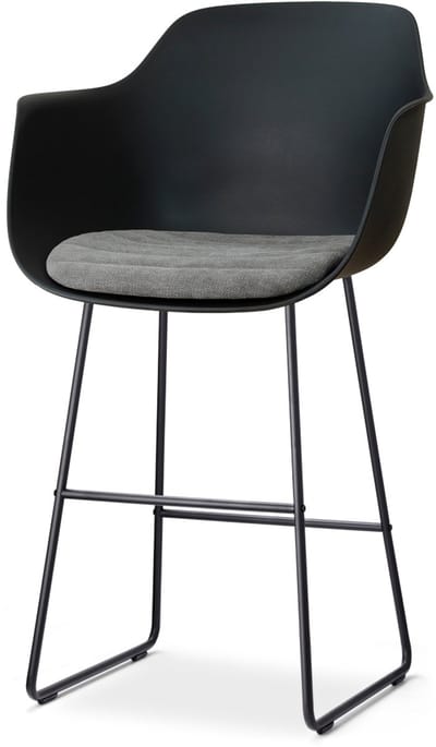 Nolon Nino-Liz barkruk zwart met zeegrijs Zitkussen - zwart onderstel - 75 cm