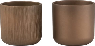 J-Line bloempot Gen - keramiek - goud/koper - extra small - 2 stuks - Ø 11.5 cm