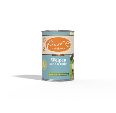 Pure – Natvoer – PUPPY - Rund en Kip – 6x 400 gram – Hypoallergeen – Pure – Glutenvrij – Natvoer voor de gevoelige hond