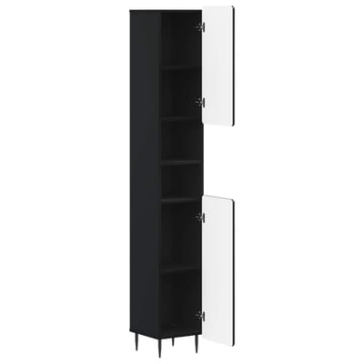 vidaXL - Badkamerkast - met - Open - Plank - ZWOLLE - Zwart - 30 - x - 31 - x - 189,5 - cm