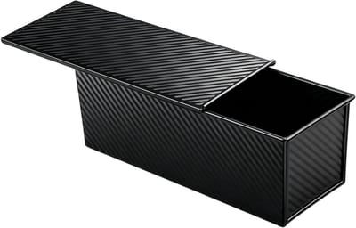 Broodbakpan met Deksel - Sandwichpan Koolstofstaal - Brood Bakken - Antiaanbaklaag Gegolfd - 32 x 12 x 11 cm - Zwart