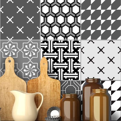 Zelfklevende tegelmuurstickers voor keuken en badkamer - 9 tegelstickers, Azulejos Pesaro-stijl - 9 stickers, 10x10 cm