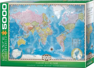 Wereldkaart Puzzel - Educatieve Legpuzzel - Ontspannen Puzzelen - Gemaakt van Gerecycled Karton - 67 x 100 cm - Diverse