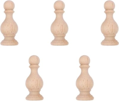 5 Stuks Houten Pilaren voor Meubeldecoratie - DIY Craft Houten Eindstukken, Spindels en Dowel Eindstukken in Khaki voor Tuin en Interieur