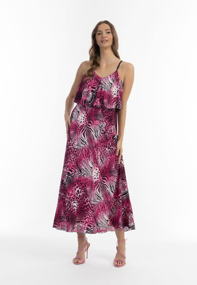 Faina Maxi-jurk met dierenprint Dames roze