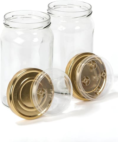 Famanu - Fermentatiepot, ideale set voor het bereiden van melkkefir of waterkefir thuis, kiemvergister + receptenboek 900ml (Blauw)