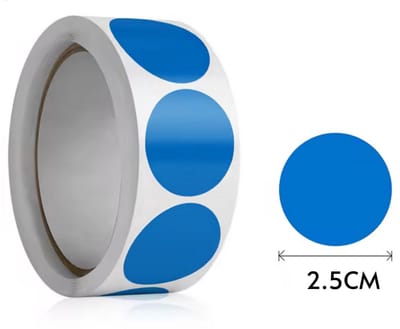 500 Blauwe Etiketten Stickers op rol - Rond 25MM - Cirkel stickers voor Organiseren/Decoratie/Labelen - Kleurcodering Stippen Stickers