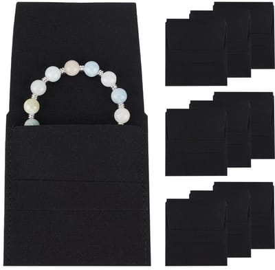 Dailygoods- Sieraden Pouch 10 Stuks - Zwarte Opbergzakken - Envelop Stijl - Sieraden Tassen - Oorbellen Protector - Voor Bruiloft/Feest - Sieradentas