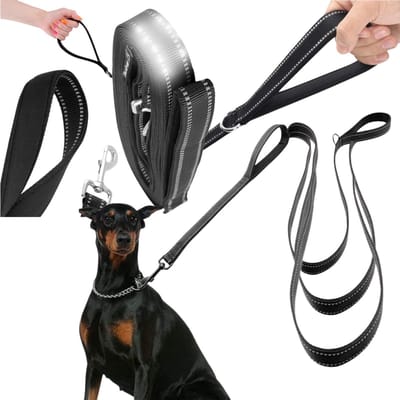 Mona - Lange Trainingslijn voor Honden - Reflecterend - Zwart - 5m