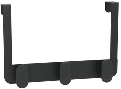Gerimport Deurkapstok - 3 ophang haken - zwart - metaal - ruimtebesparend