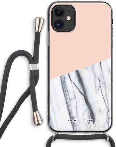 Case Company® - Hoesje met koord geschikt voor iPhone 11 hoesje met Koord - A touch of peach - Telefoonhoesje met Zwart Koord - Bescherming aan alle Kanten en Over de Schermrand