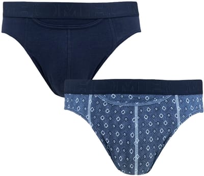 HOM - Jonas #2 Mini briefs H01 - 2p - Navy/Blue print - mannen - M