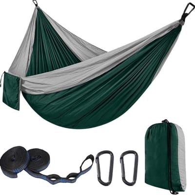 Dubbele Hangmat - Kampeerhangmat Reishangmat - Ontspannen Buiten - Scheurbestendig Nylon - 300x200 cm - Groen