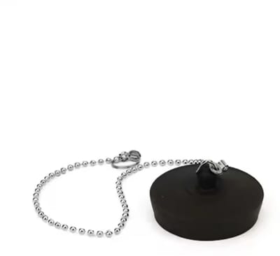 Gootsteenstop - Stop voor gootsteen - 38MM - Met ketting - Wasbakstop - Rubber - Zwart - CHPN