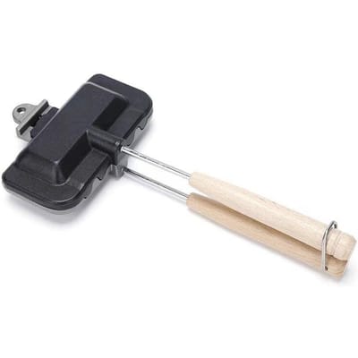 Plaques de cuisson pour sandwichs double face Faciles à nettoyer Casseroles pour pains Crêpes Résistantes aux hautes températures Applicables Cuisinière à gaz Outils de cuisine black