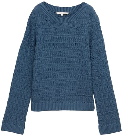 Tom Tailor Denim - Gebreide trui met relaxte pasvorm - Maat XL - dusty denim blue