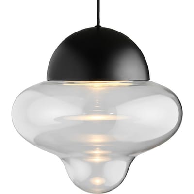 DESIGN BY US LED hanglamp Nutty XL, helder / zwart, Ø 30 cm, glas
