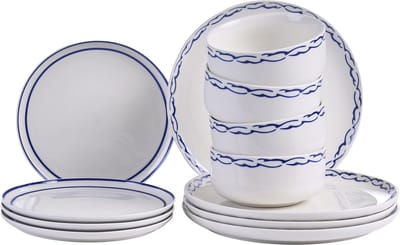 AMCHUR - Serviesset 12-delig - Wit/Blauw - Porselein