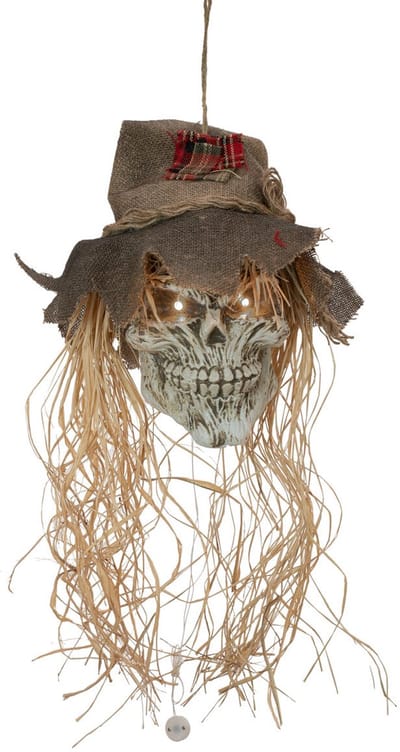 EUROPALMS Halloween Vogelverschrikker Schedel 70cm licht en geluid