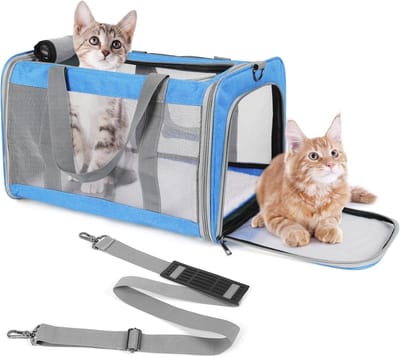 Huisdierdrager - Reismand - Vliegreizen - Door luchtvaartmaatschappij goedgekeurd - 46x28x28 cm - Blauw