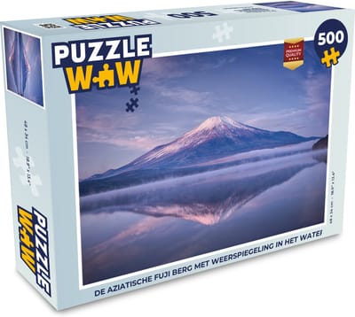 Puzzel De Aziatische Fuji berg met weerspiegeling in het water - Legpuzzel - Puzzel 500 stukjes