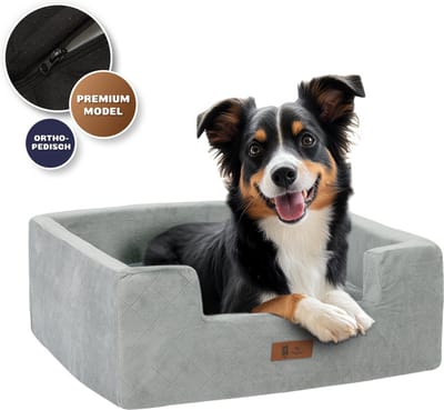 Pet Perfect Orthopedische Autostoel Hond – Luxe Hondenmand Auto – met veiligheidsriempje - Wasbaar – Grijs - L
