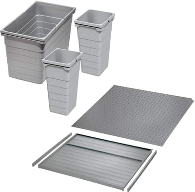 Ninka afvalscheidingssysteem eins2vier KB 600 mm, Zijdikte 16 mm Hoogte 330 mm 2x 11,5L, 1x 25L, 1x 60 mm bodemplaat, 1x