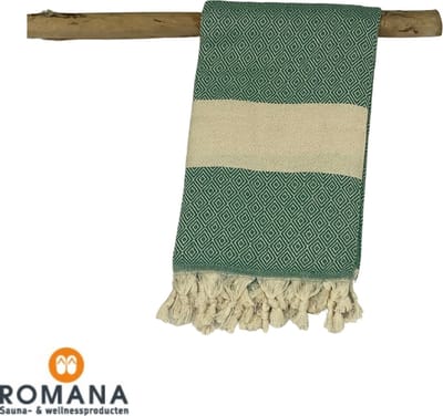 Romana Products - Diamond - Hamamdoek - Baddoek - Strandlaken - Saunalaken - 100cm x 180cm - Benetton Groen