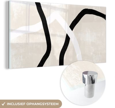 MuchoWow® Glasschilderij 40x20 cm - Schilderij acrylglas - Roze - Minimalisme - Design - Foto op glas - Schilderijen