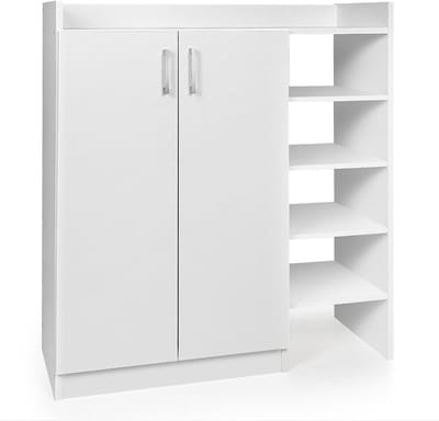 Schoenenkast - Verborgen Schoenenkast -Verstelbare en Uitneembare Metalen Planken -Wit / Roestbruin