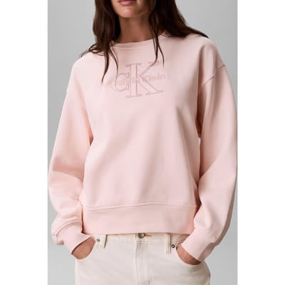 Calvin Klein Long Sleeve Baby Terry Seasonal Mangano Calcite Maat: L | Longsleeves Outlet | Dames | Roze