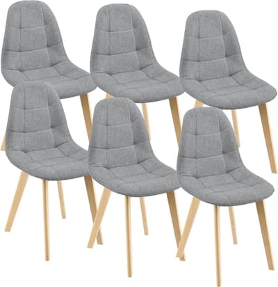 Eetkamerstoel Kopparberg 86x53x47 cm set van 6 lichtgrijs