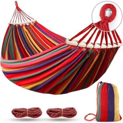 Hangmat 285 x 155 cm - Duurzame Campinghangmat met Spreidstangen en Hoge Draagkracht