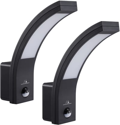 Maclean - Set van 2 stuks wandlamp - LED lamp met bewegingssensor, PIR bewegingssensor- zwart- neutraal wit (4000K)