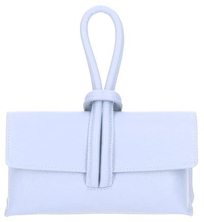 Lichtblauwe Leren Handtas - Met Lus Handvat - Extra Lang leren Hengsel - Trendy Handtassen Schoudertassen - Italiaans Leder - Lichtblauw - IJsblauw - Babyblauw