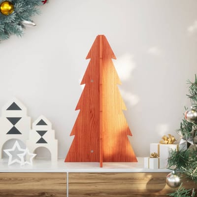 vidaXL - Kerstdecoratie - kerstboom - 69,5 - cm - massief - grenenhout - wasbruin